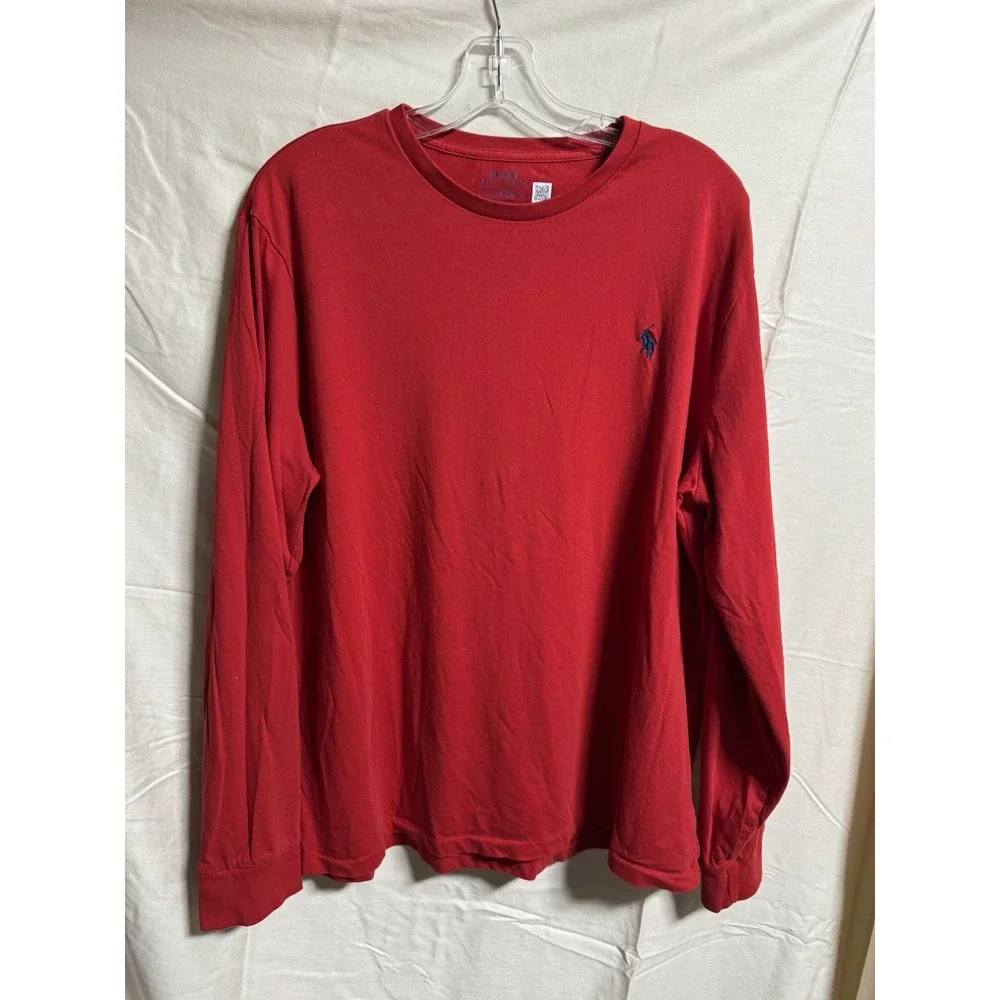 Polo Ralph Lauren Red Long Sleeve Crew Neck Logo T-Shirt Men's sz L
